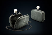 Load image into Gallery viewer, Dahlia stingray box clutch gray color with pearl clasp closure