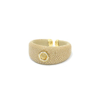 Load image into Gallery viewer, Stingray bracelet, flat shape, real stone. Bezel CZ

